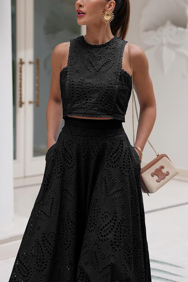 Althea | Romantisches Co-ord-Set für Damen mit Blumenmuster und Rundhalsausschnitt
