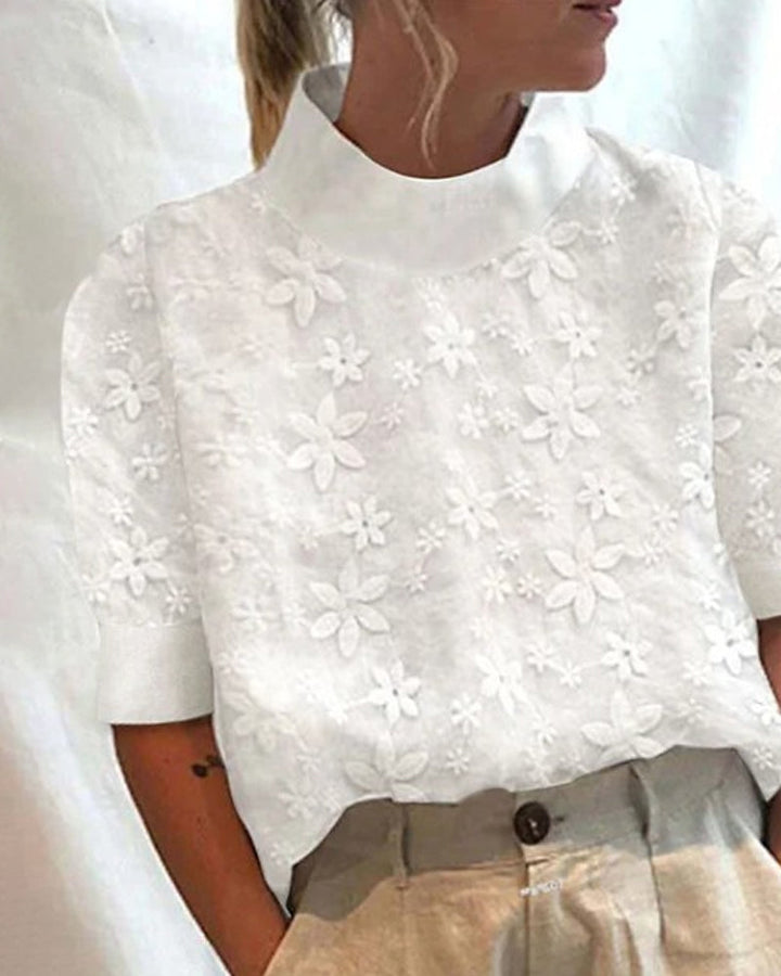 Doutzen | Damenbluse für Damen mit besatz und halblangen Ärmeln