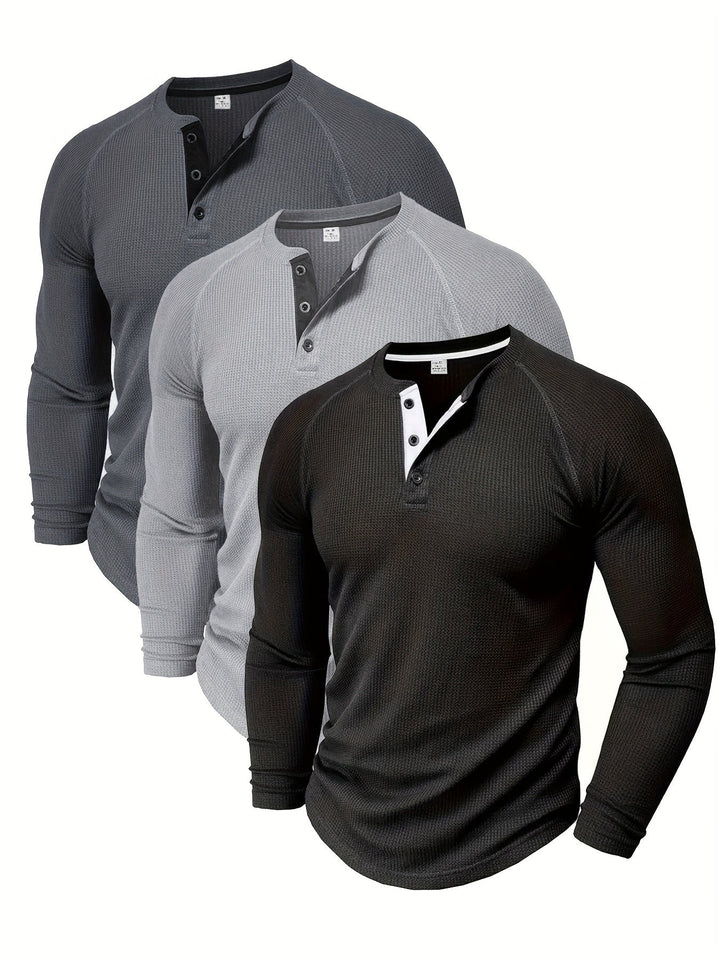 Chad | Herren Henley-Shirt mit Rundhalsausschnitt und langen Ärmeln
