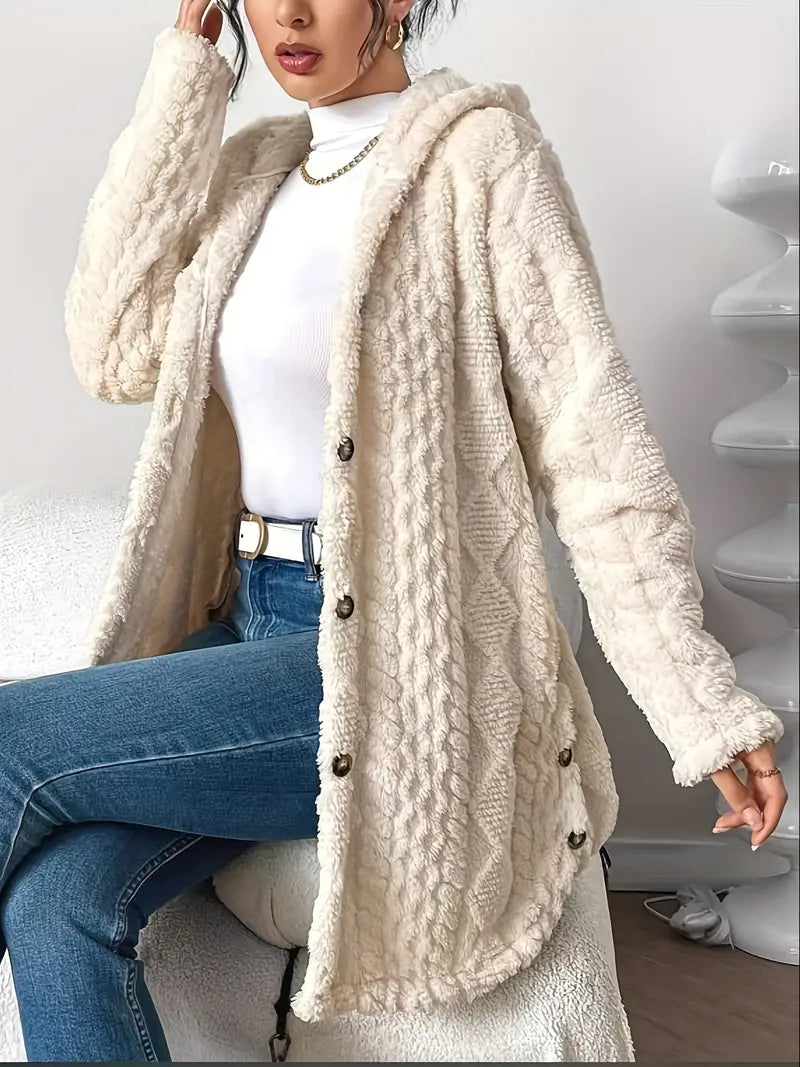 Chloe | Plüsch-Hoodie-Cardigan für Damen mit V-Ausschnitt und langen Ärmeln