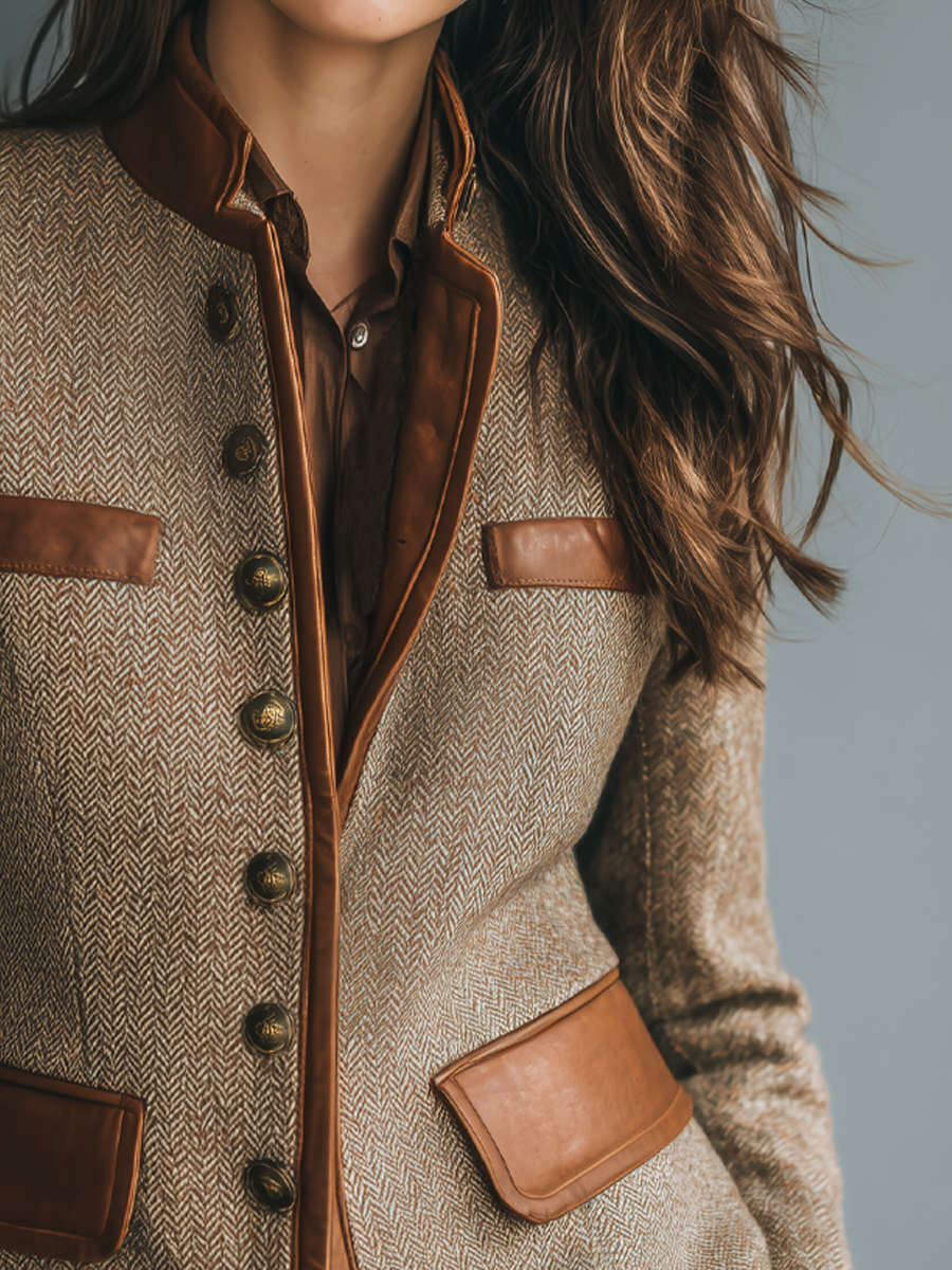 Verena | Vintage-Jacke für Damen mit Zierbesatz und Taschen
