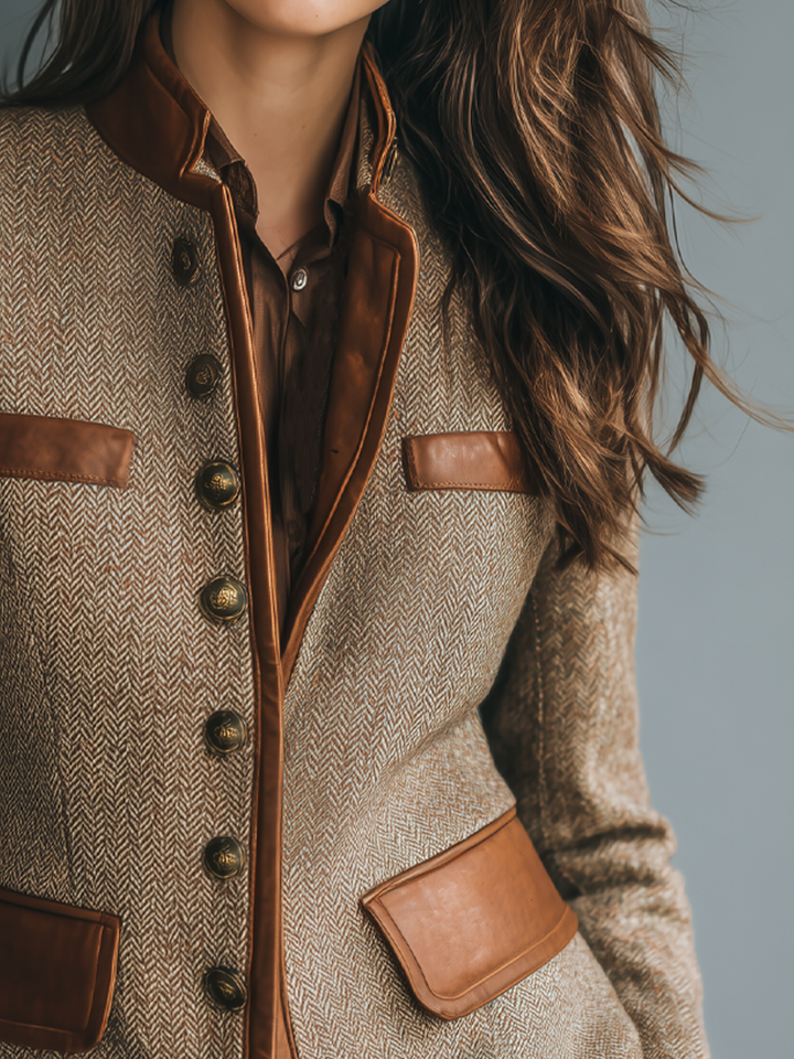 Verena | Vintage-Jacke für Damen mit Zierbesatz und Taschen