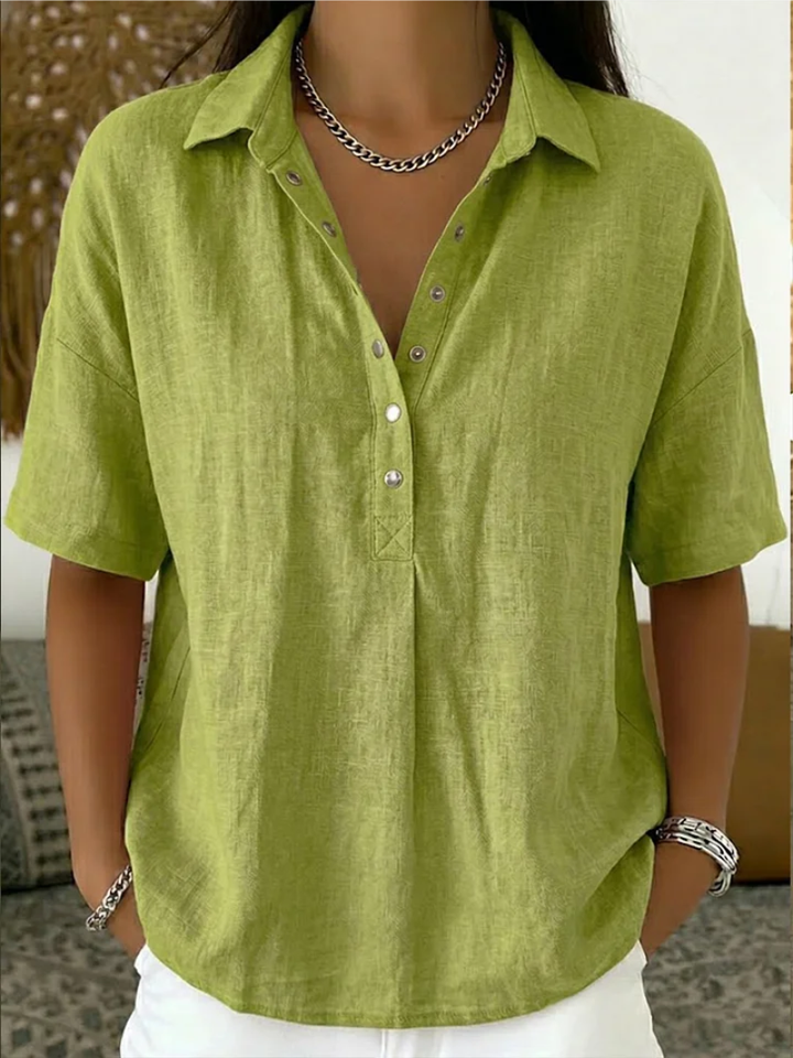Willow | Bluse für Damen mit Kragen und Knopf und kurzen Ärmeln