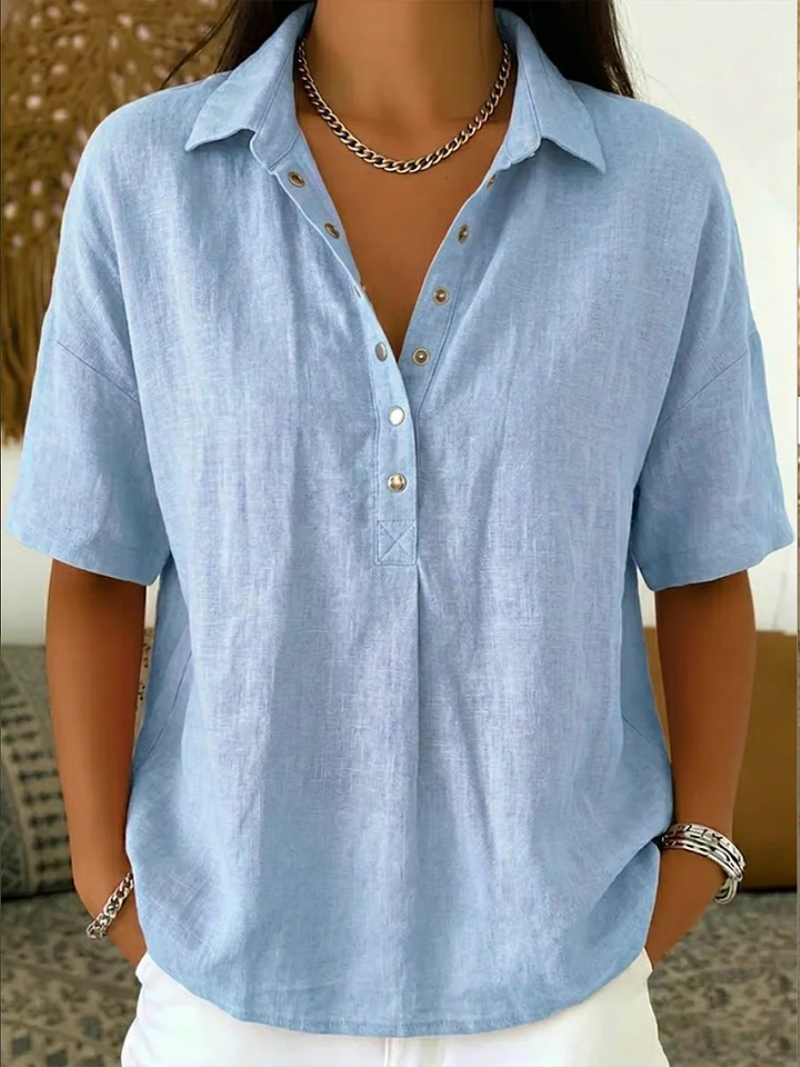 Willow | Bluse für Damen mit Kragen und Knopf und kurzen Ärmeln