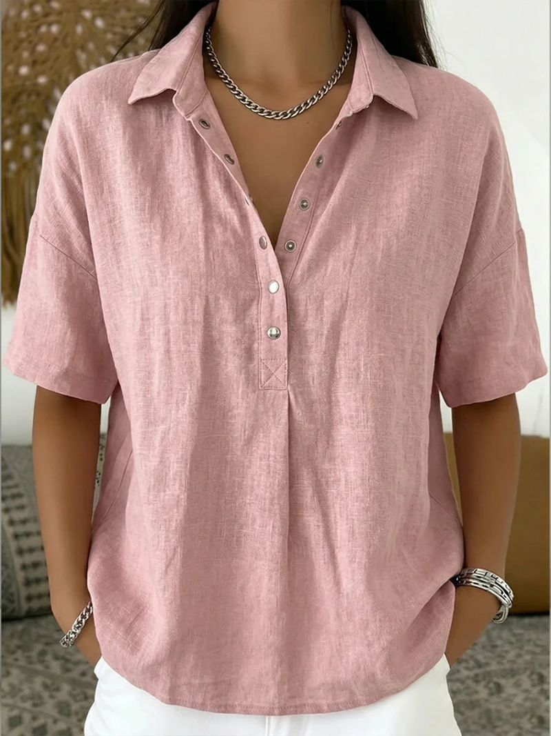 Willow | Bluse für Damen mit Kragen und Knopf und kurzen Ärmeln