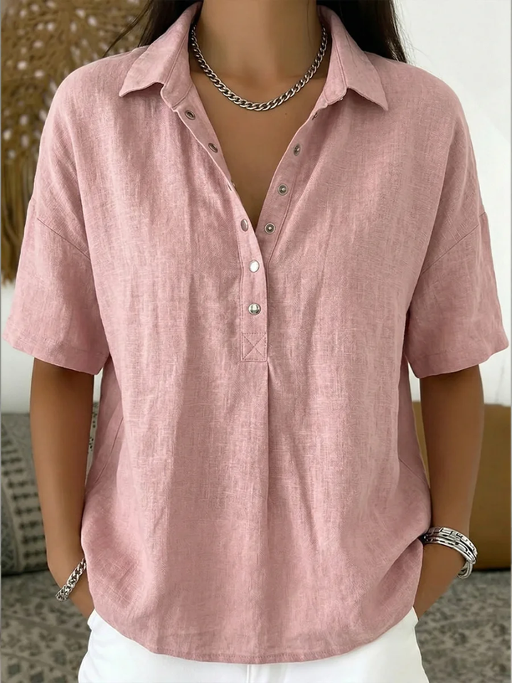 Willow | Bluse für Damen mit Kragen und Knopf und kurzen Ärmeln