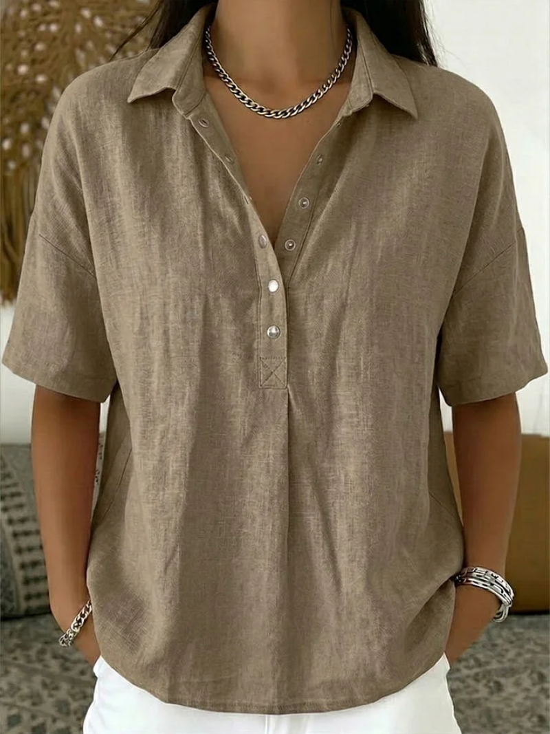 Willow | Bluse für Damen mit Kragen und Knopf und kurzen Ärmeln
