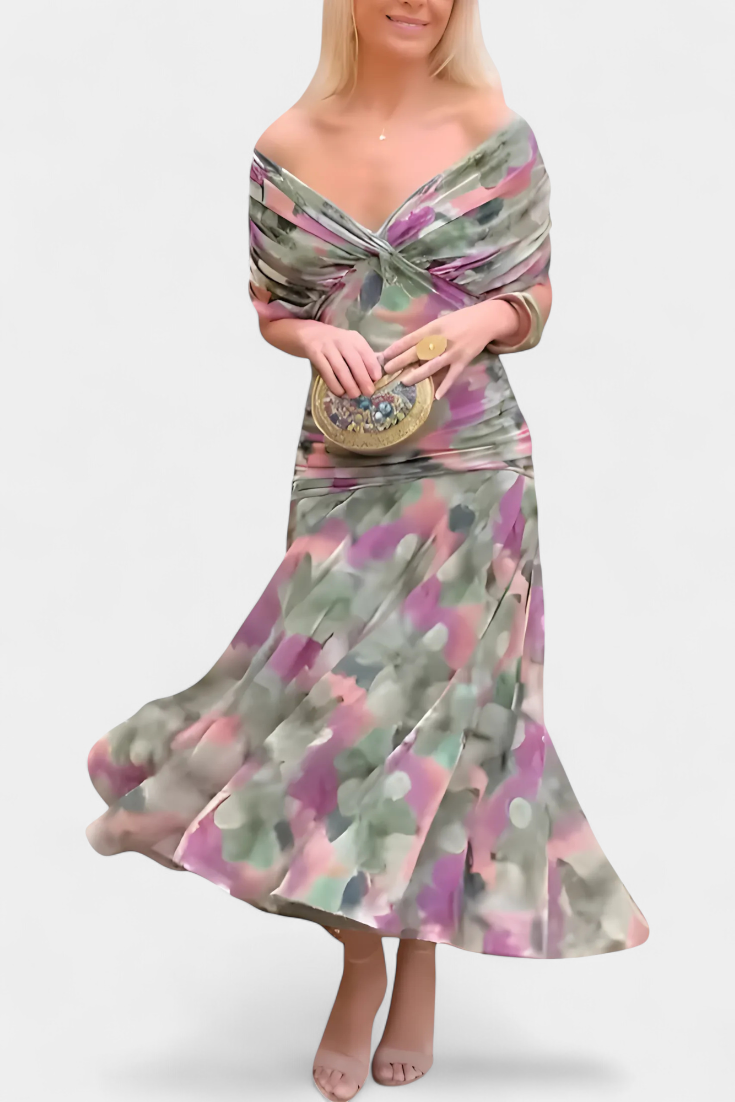 Alondra | V-Ausschnitt Langes Floral-Maxikleid für Damen