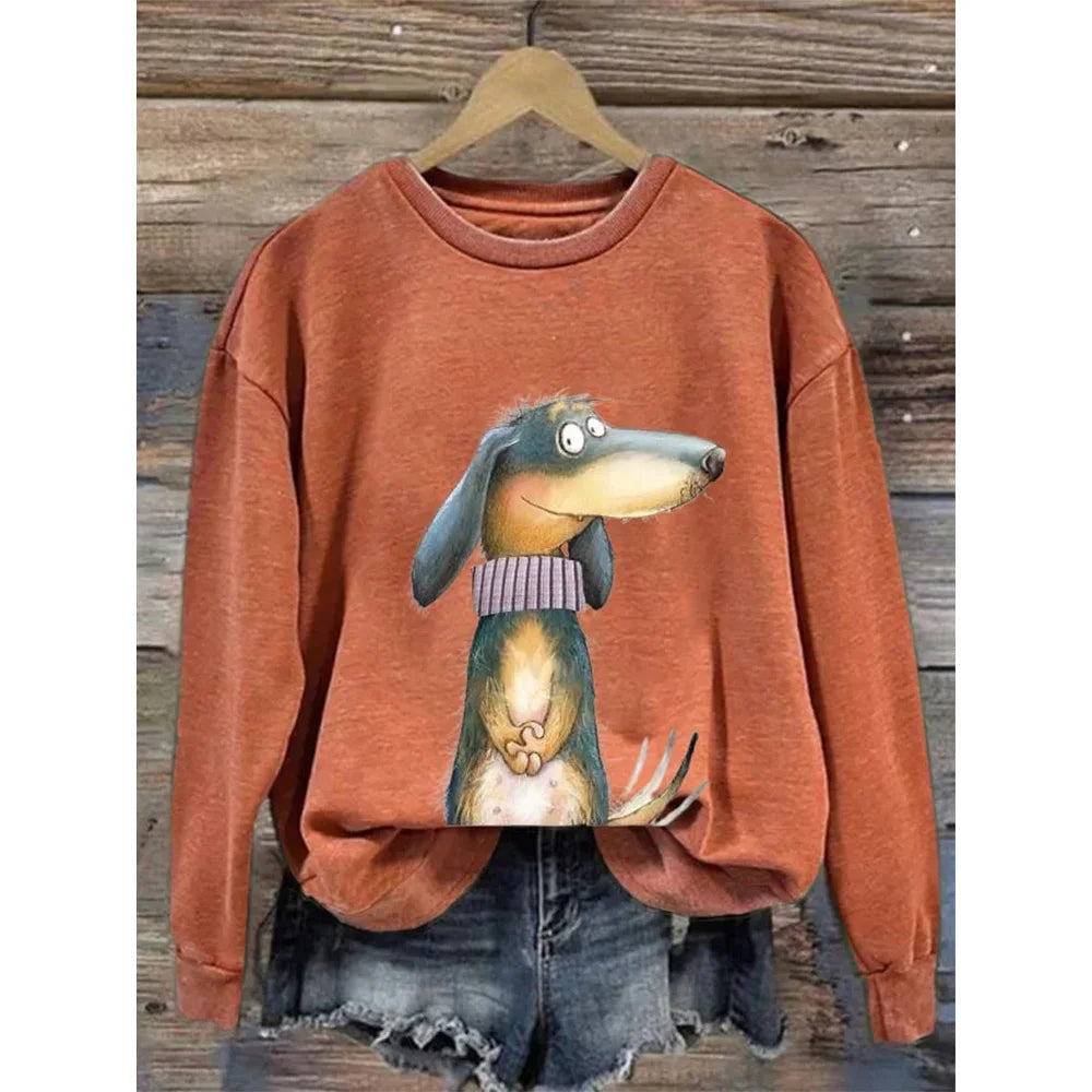 Damen Sweatshirt mit langen Ärmeln und Rundhalsausschnitt