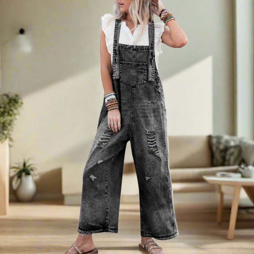 Carmelita | Vintage-Waschung Verstellbarer Jumpsuit für Damen