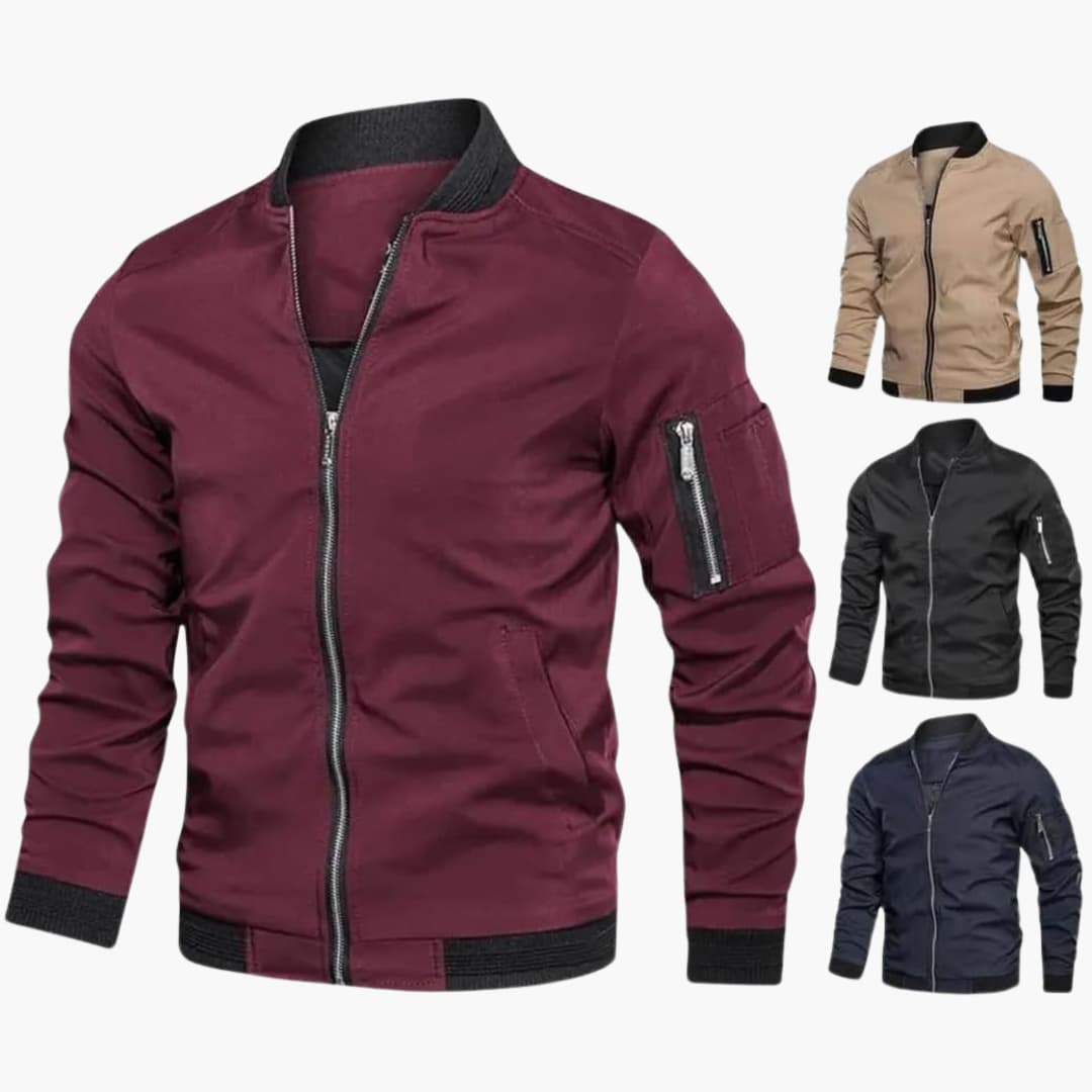 Stefan | Premium Bomberjacke für Herren mit Rundhalsausschnitt und langen Ärmeln