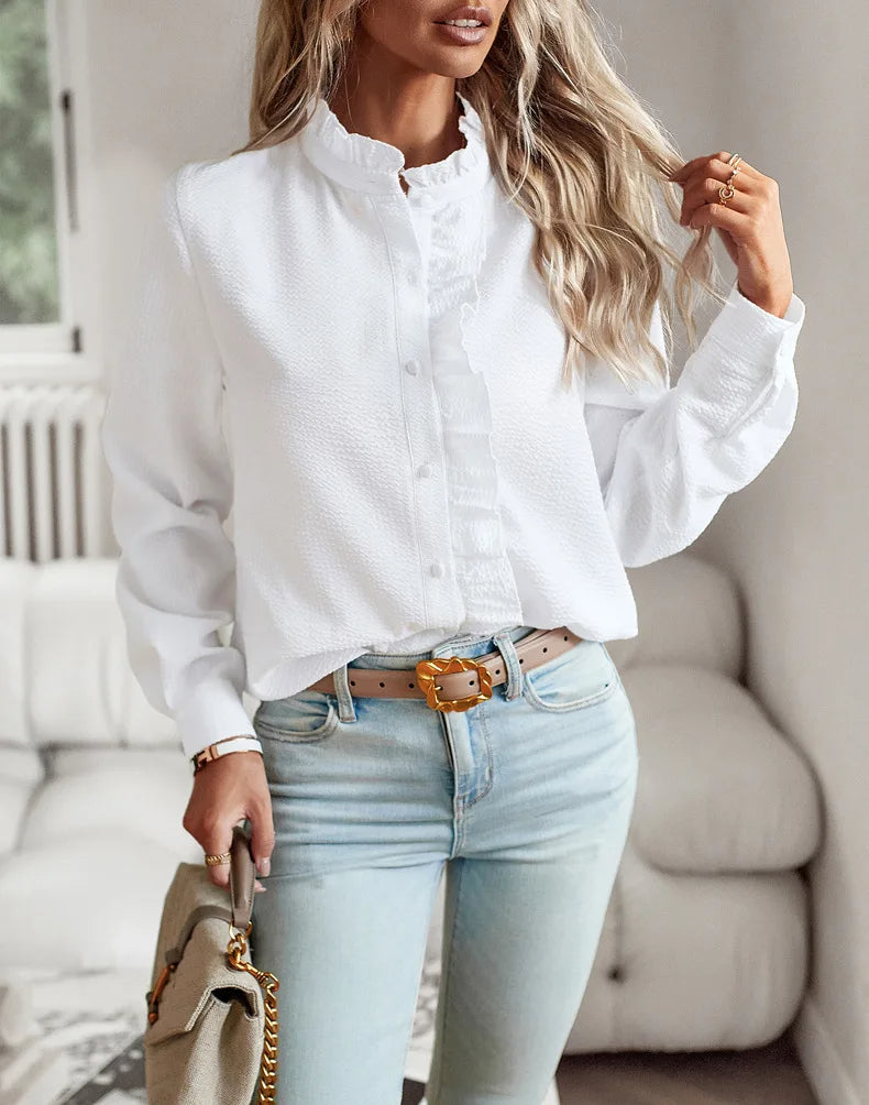 Roos | Elegant und Stilvoll Bluse für Damen mit Rundhalsausschnitt und langen Ärmeln