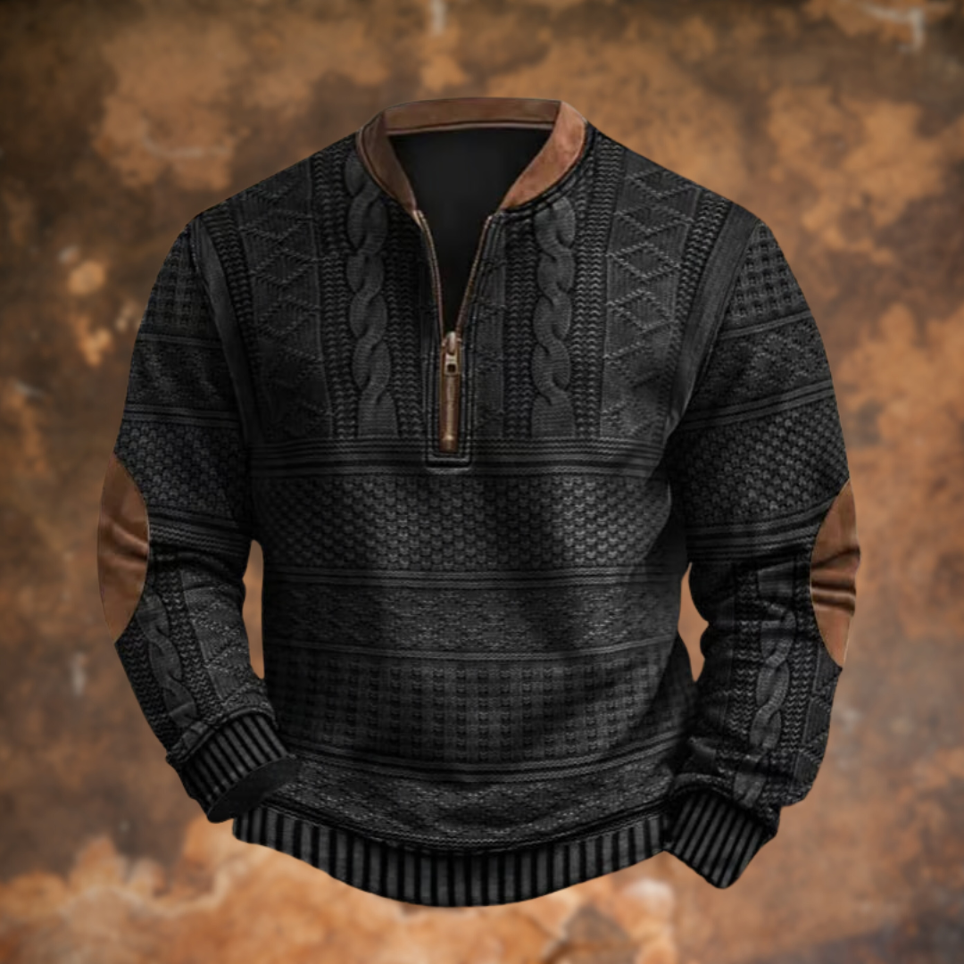 Ford | Texturierter Halb-Zip Pullover für Herren mit Stehkragen und langen Ärmeln