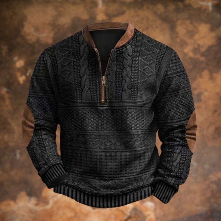 Ford | Texturierter Halb-Zip Pullover für Herren mit Stehkragen und langen Ärmeln