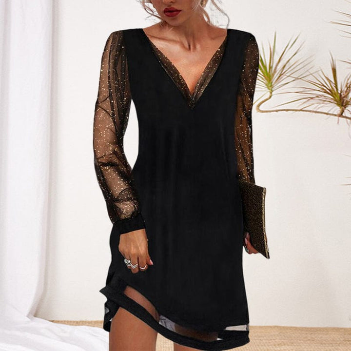 Greta | Elegantes Winterkleid für Damen mit V-Ausschnitt und langen Ärmeln