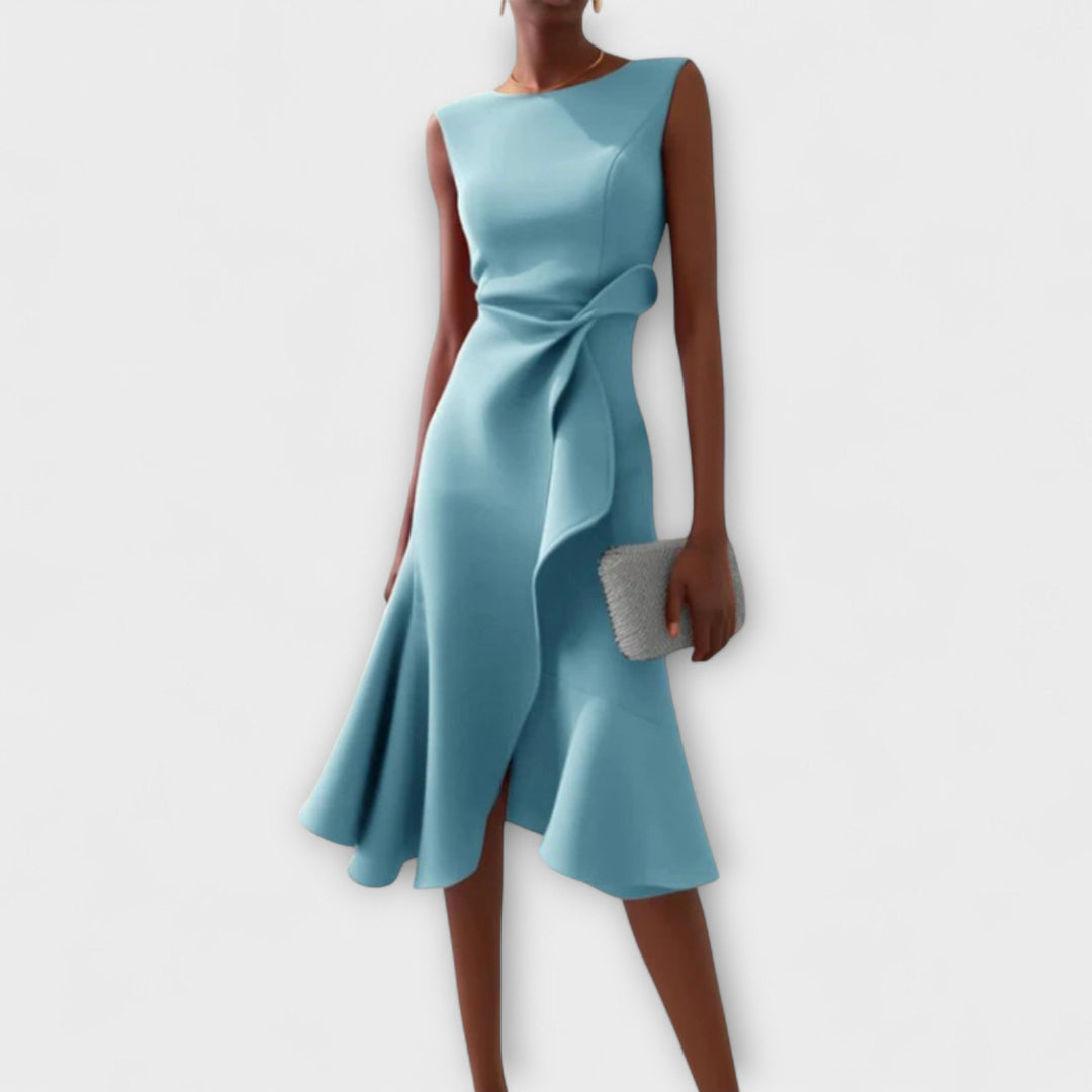 Juliette | Elegantes Drapiertes Asymmetrisches Midi-Kleid für Damen