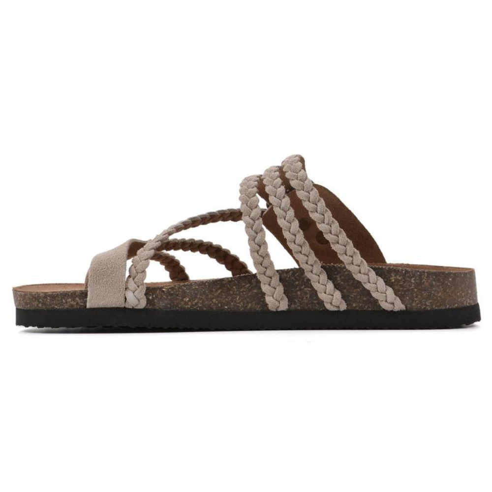 Helena Kork Geflochtene Sandalen für Damen mit niedrigem Absatz