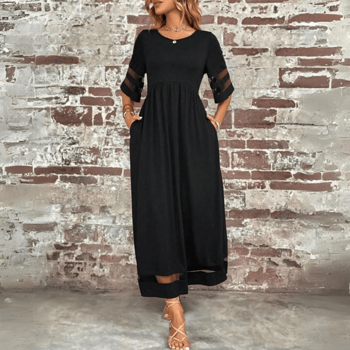 Zora | Klassisches Elegantes Maxikleid für Damen mit Rundhalsausschnitt