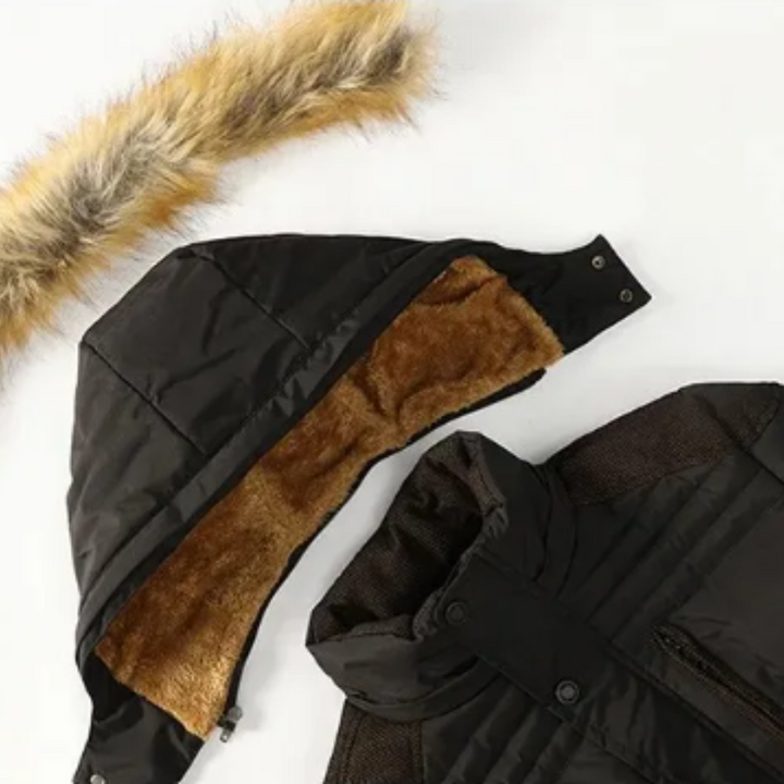 Elegante Gepolsterte Winterjacke für Herren mit Kapuze und langen Ärmeln