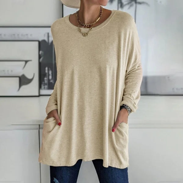 Aelira | Lässiges Langarmshirt für Damen mit Rundhalsausschnitt und langen Ärmeln