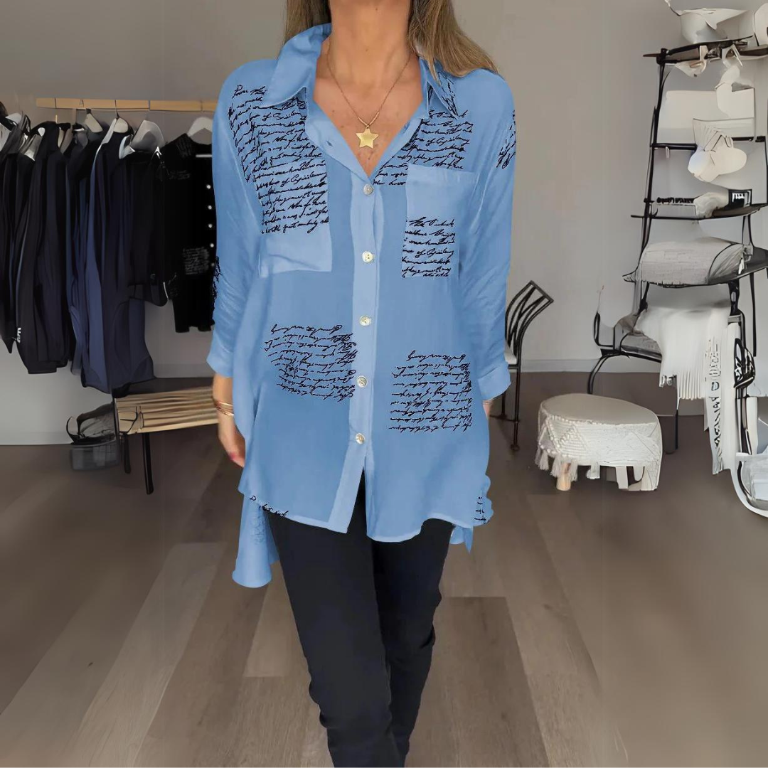 Carla | Handgeschriebene Button-Up-Bluse mit langen Ärmeln