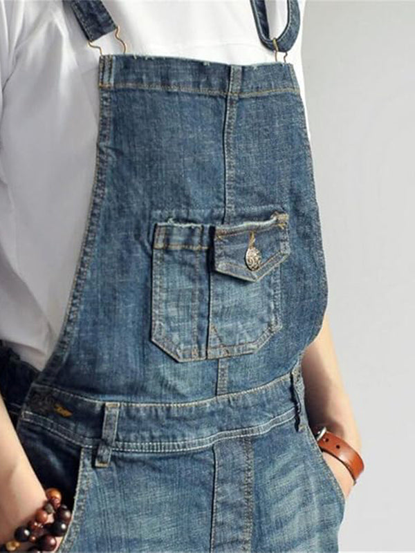 Demi | Lässiges Denim Overall Kleid für Damen mit Rundhalsausschnitt