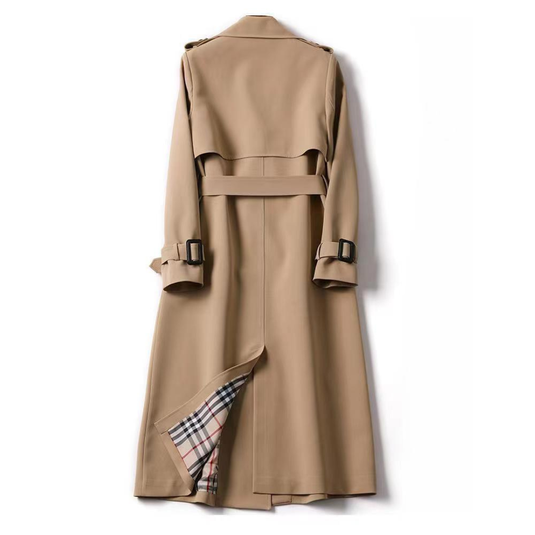 Valentina | Klassischer Trenchcoat für Damen mit langen Ärmeln und Karomuster