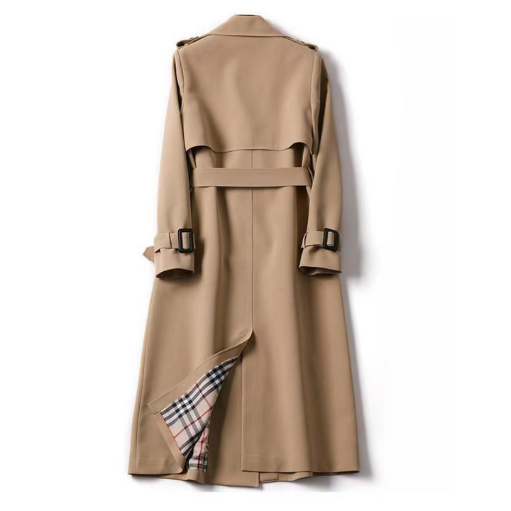 Valentina | Klassischer Trenchcoat für Damen mit langen Ärmeln und Karomuster
