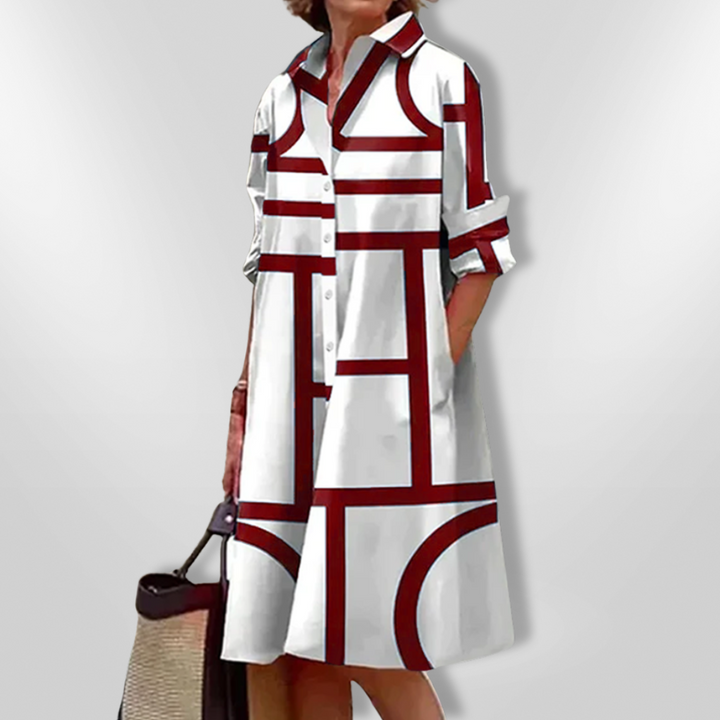 Helena | Zeitloses Geometrisches Gemustertes Midikleid für Damen