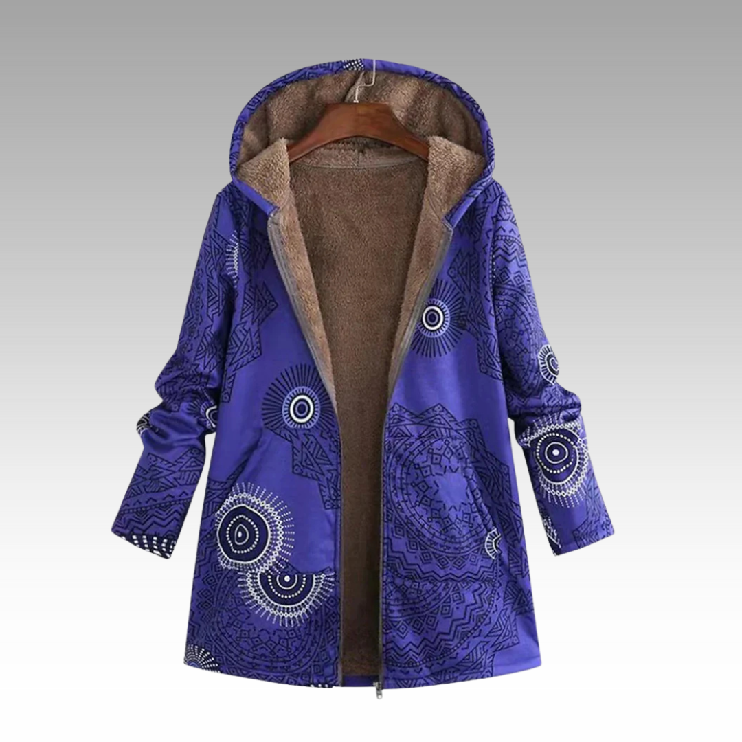 Cozeva | Boho-inspirierte Winterjacke für Damen mit Kapuze und langen Ärmeln