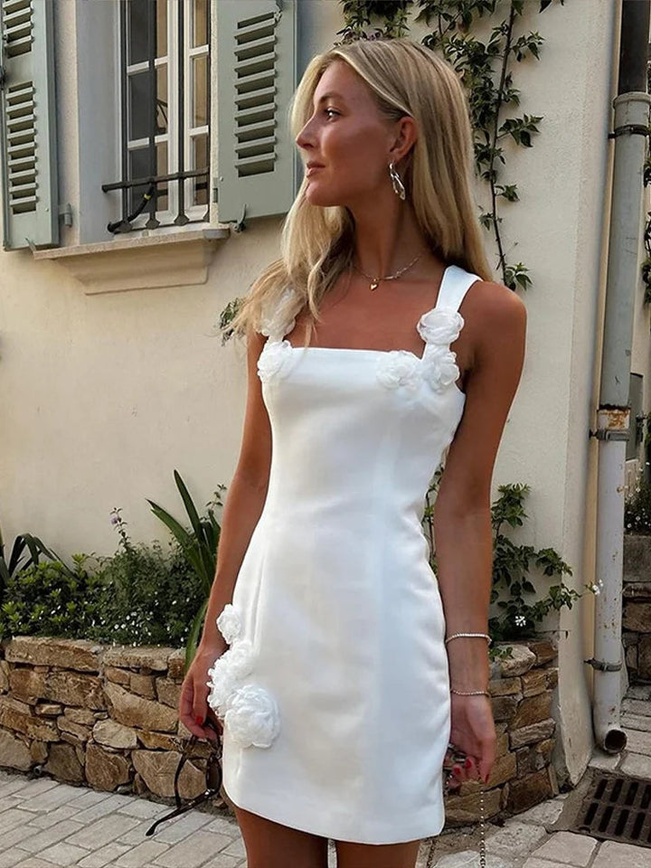 Damen Ärmelloses Minikleid mit quadratischem Ausschnitt