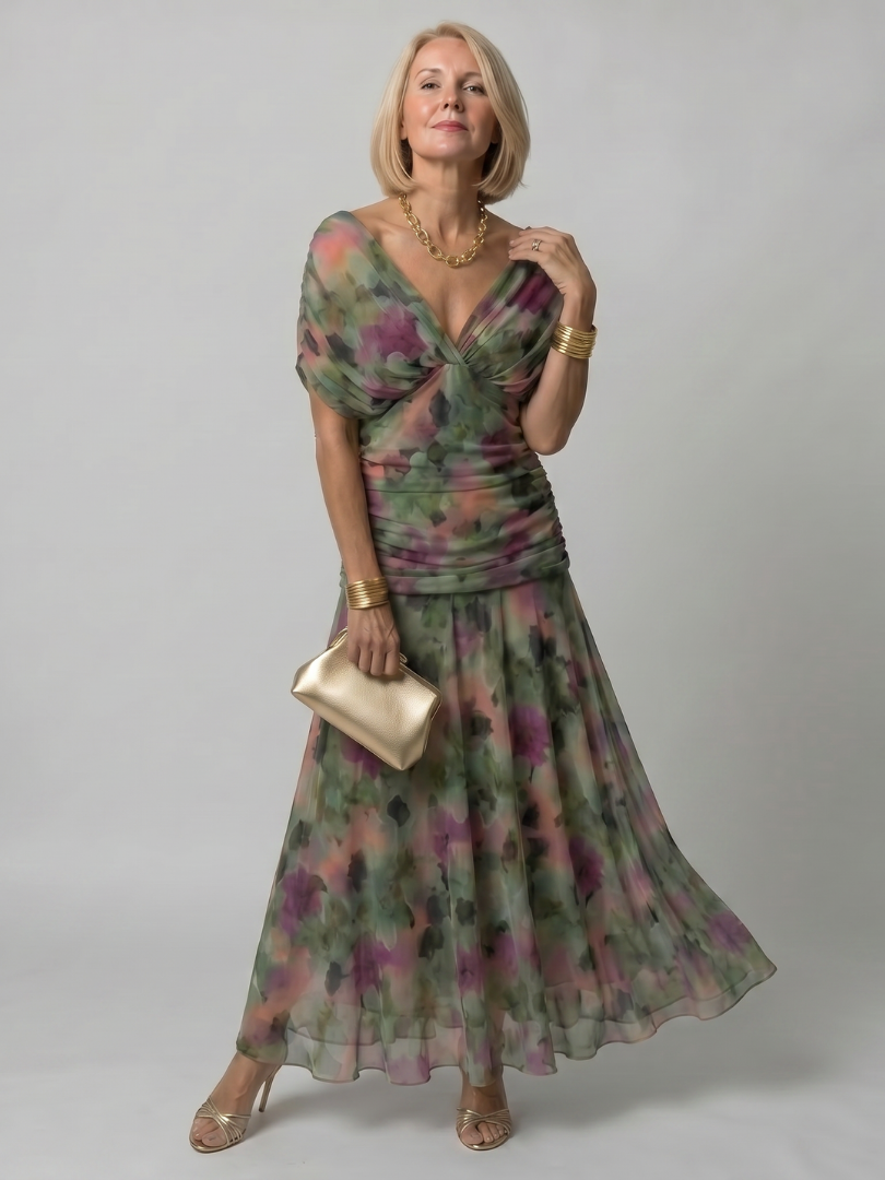 Calen | Anmutiges schulterfrei-Midi-Kleid für Damen mit Fließender Silhouette