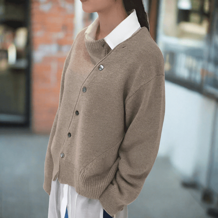 Cathy | Entspannter Cardigan für Damen mit V-Ausschnitt und langen Ärmeln
