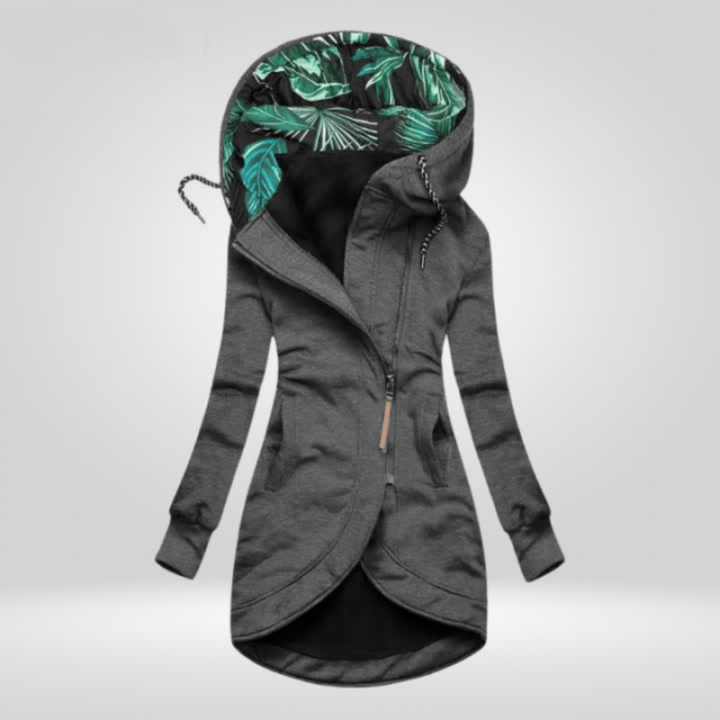 Aurora | Damen Wintermantel mit Blumenmuster und Kapuze