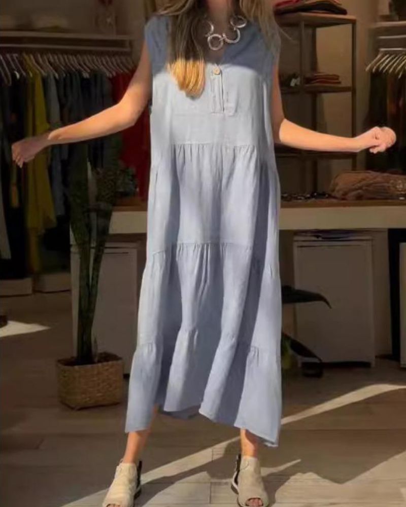 Aromea | Ärmelloses Midikleid für Damen mit V-Ausschnitt