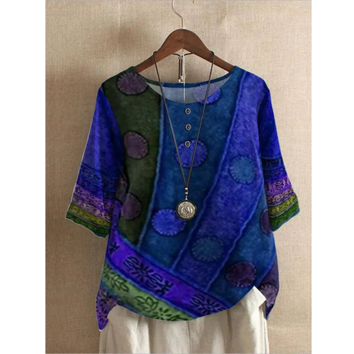 Valarie | Farbenfrohes Bohemian-Top für Damen mit Rundhalsausschnitt
