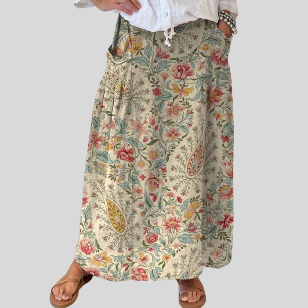Damen Vintage Floral Art Bedruckter Taschenrock