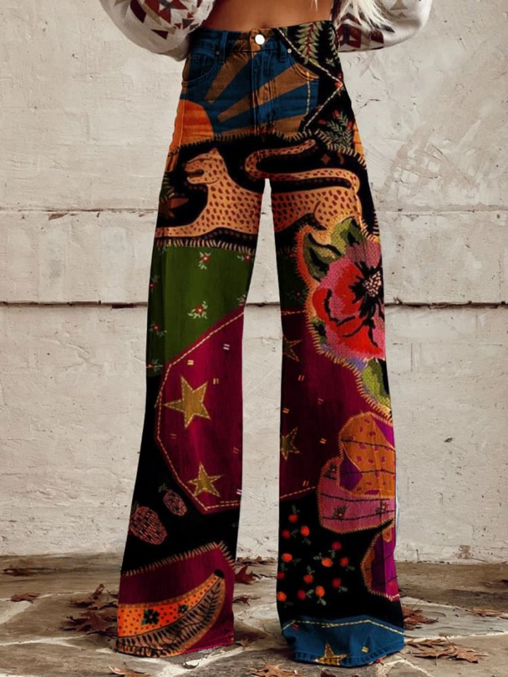 Hermine Vintage Breit Geschnittete Hose für Damen mit weiter Passform