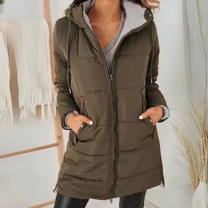 Rae | Lässige Kapuzen-Puffer-Daunenjacke für Damen mit langen Ärmeln