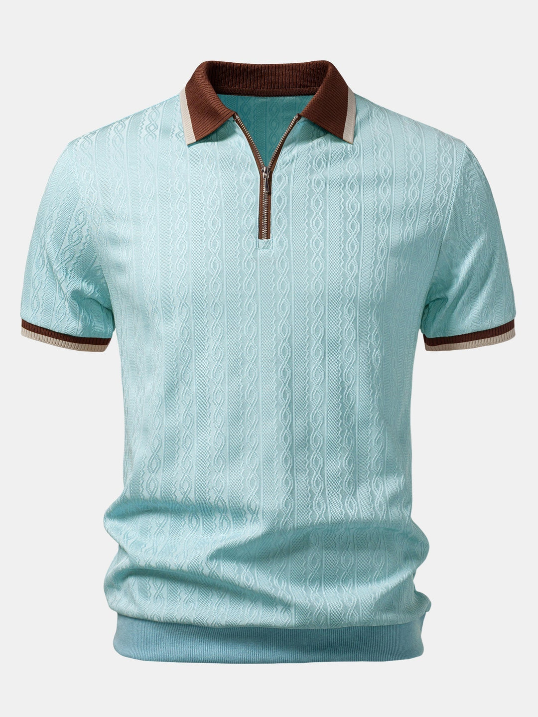 Herren Kurzarm Zip-Polo & Hose mit elastischem Bund und geradem Bein Set
