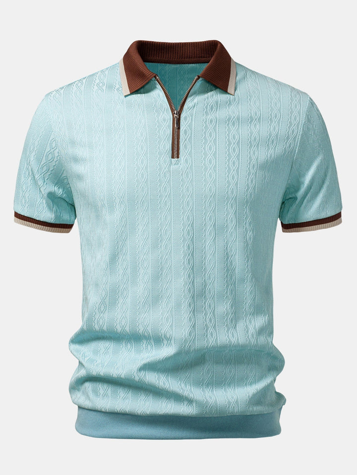 Herren Kurzarm Zip-Polo & Hose mit elastischem Bund und geradem Bein Set