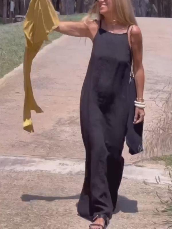 Lässiges langes Maxikleid und für Damen mit Rundhalsausschnitt