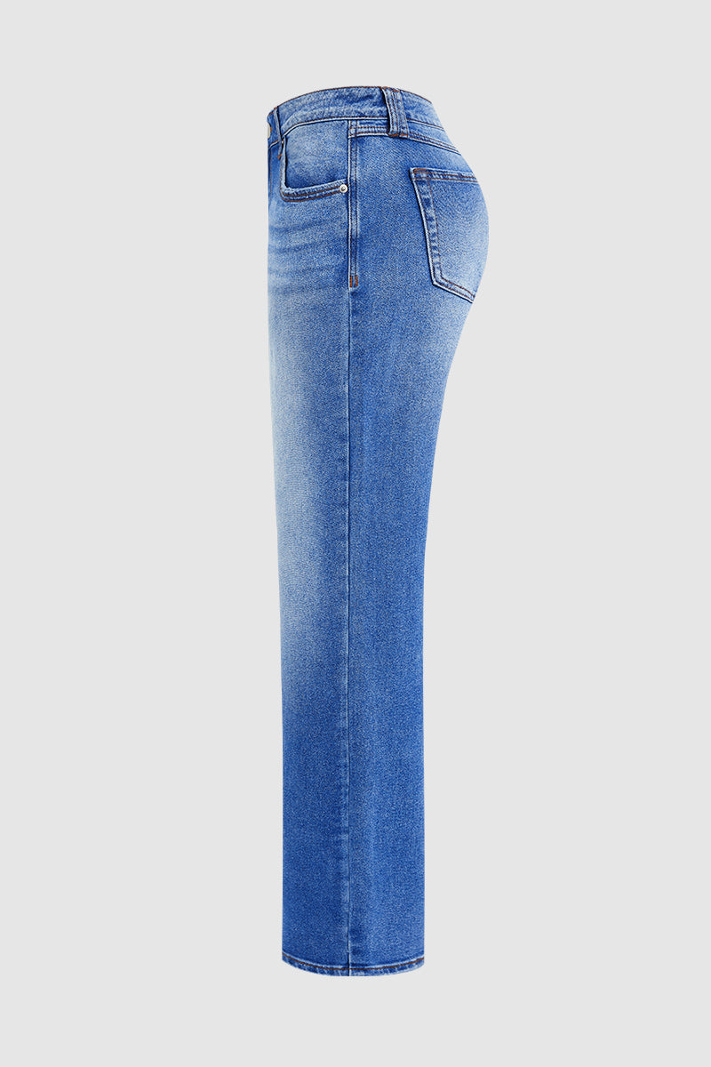 Jeans für Damen mit mittelhohem Bund und gerader Passform