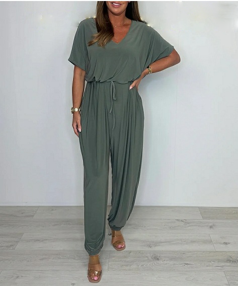 Cora | V-Ausschnitt Bindeträger Jumpsuit für Damen