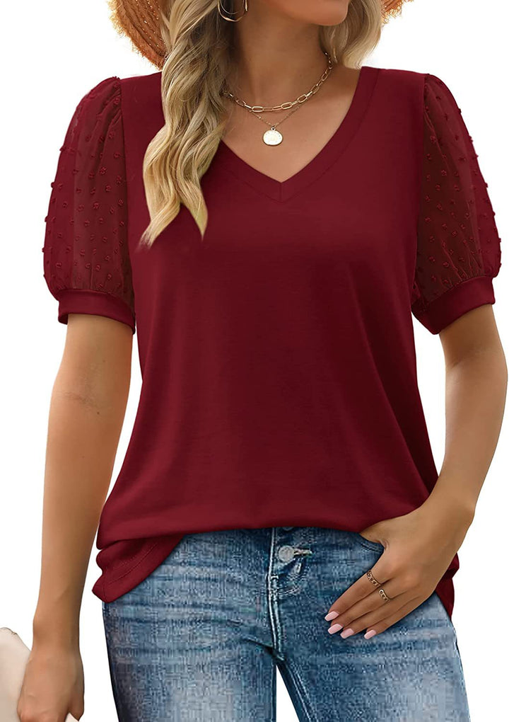 Lara | V-Ausschnitt Elegantes Top für Damen mit kurzen Ärmeln