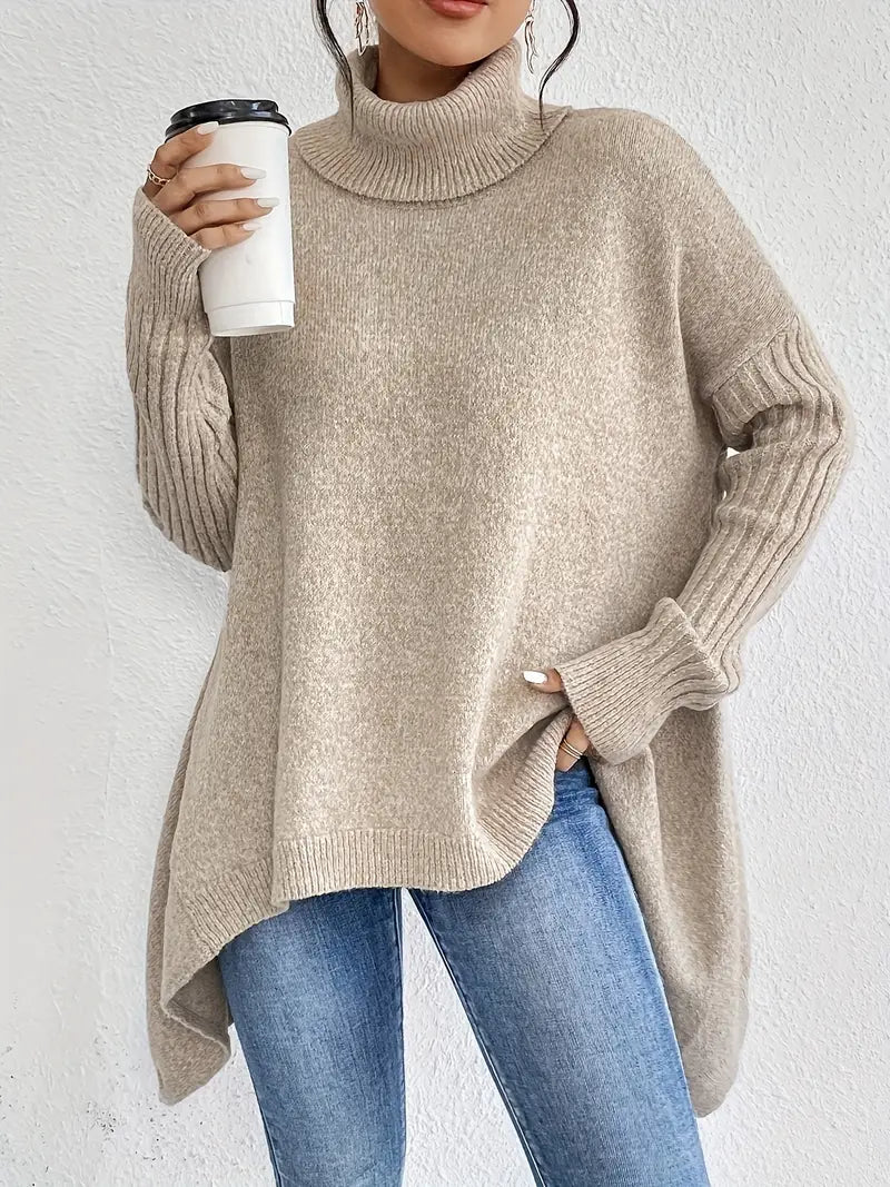 Bridgette | Bequemer langer Rollkragenpullover für Damen