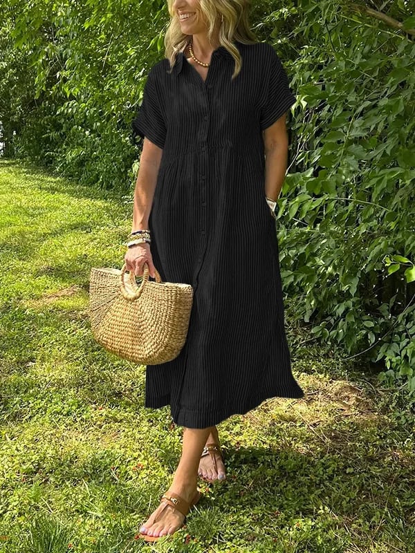 Gwen | Gestreiftes Hemdkleid für Damen mit Streifen und langen Ärmeln