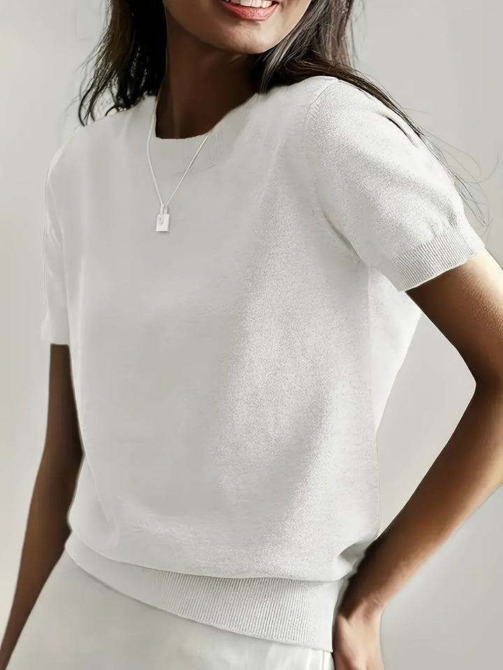 Leah | Lässiges Kurzarm-Top für Damen mit Rundhalsausschnitt