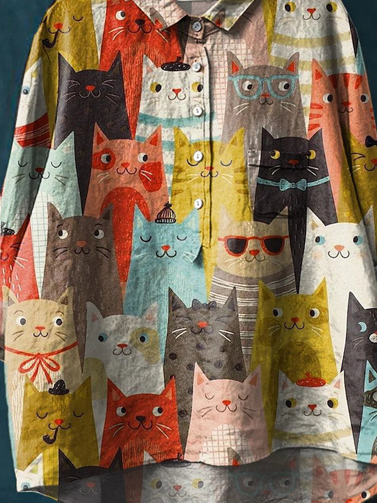 Sheila | Katzenkunst-Shirt mit langen Ärmeln