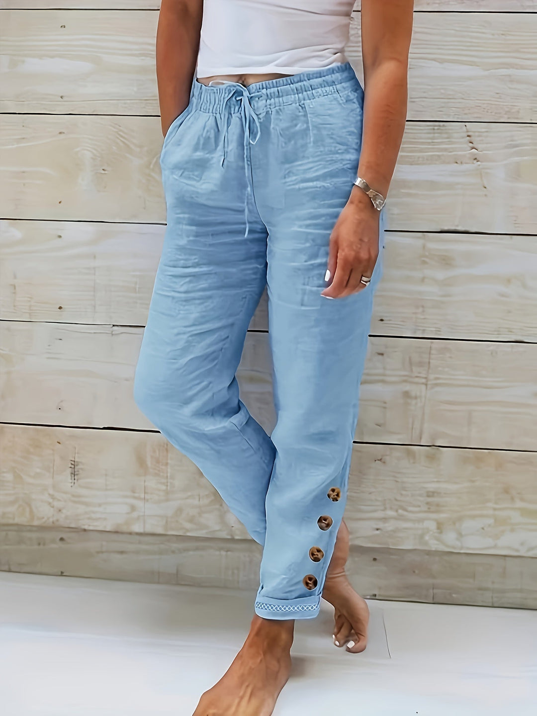 Lana | Slim Straight Hose für Damen mit hohem Bund